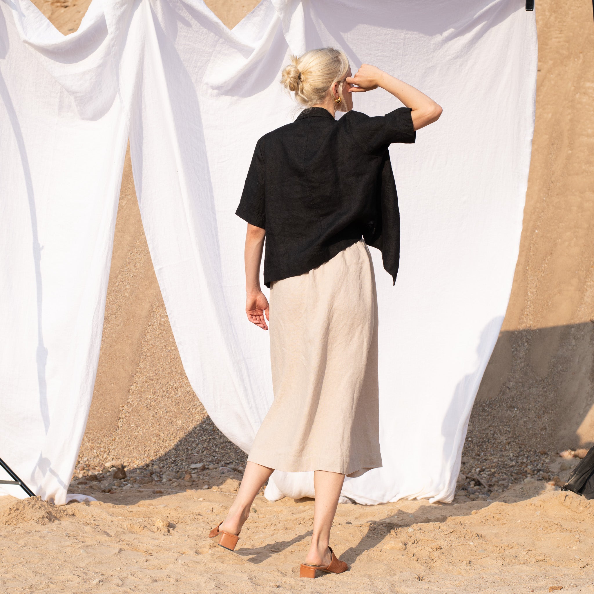 SION gathered linen skirt in Oat Milk – 2isenough