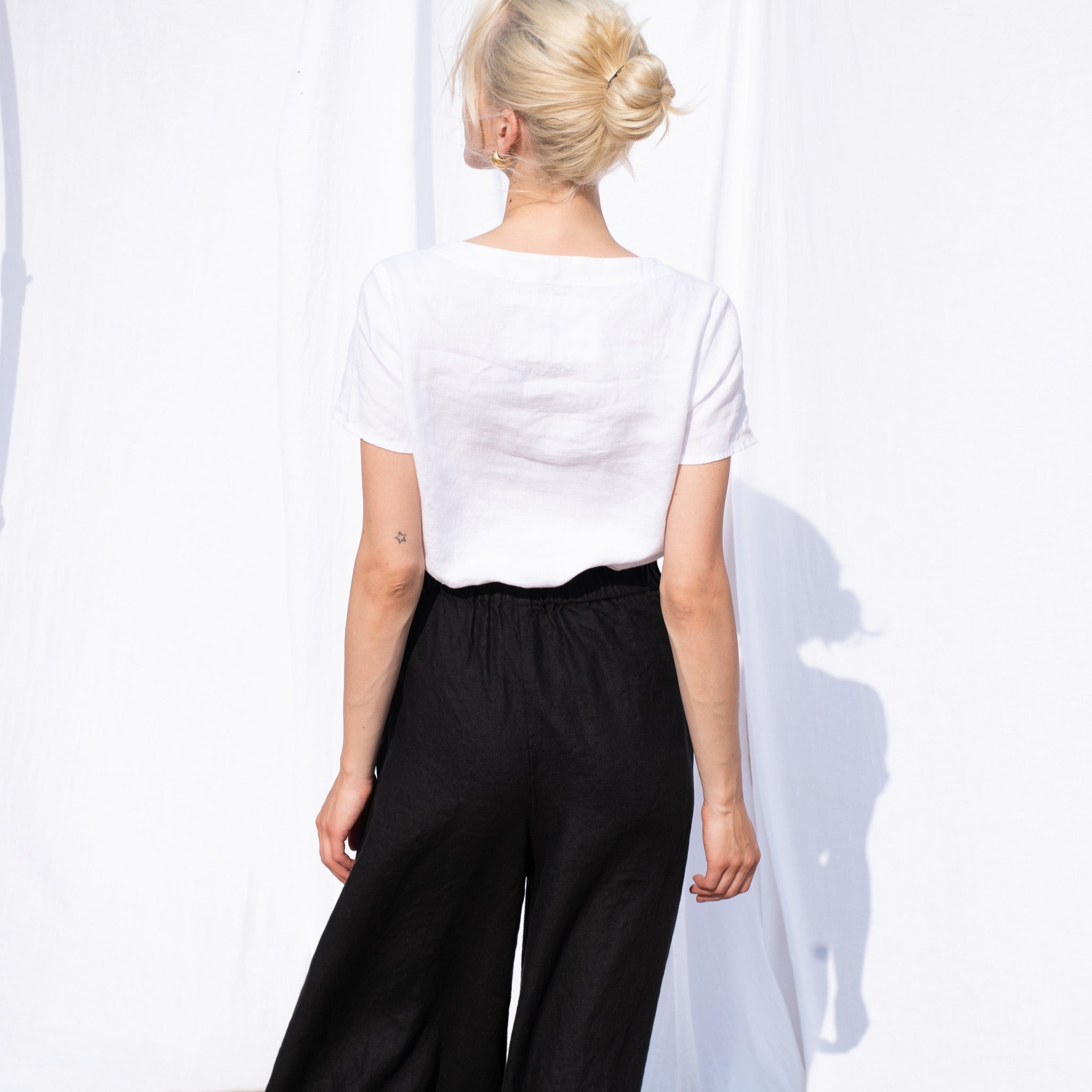 Linen GENOVA Pants / With Elastic Waistband / Washed Women Linen