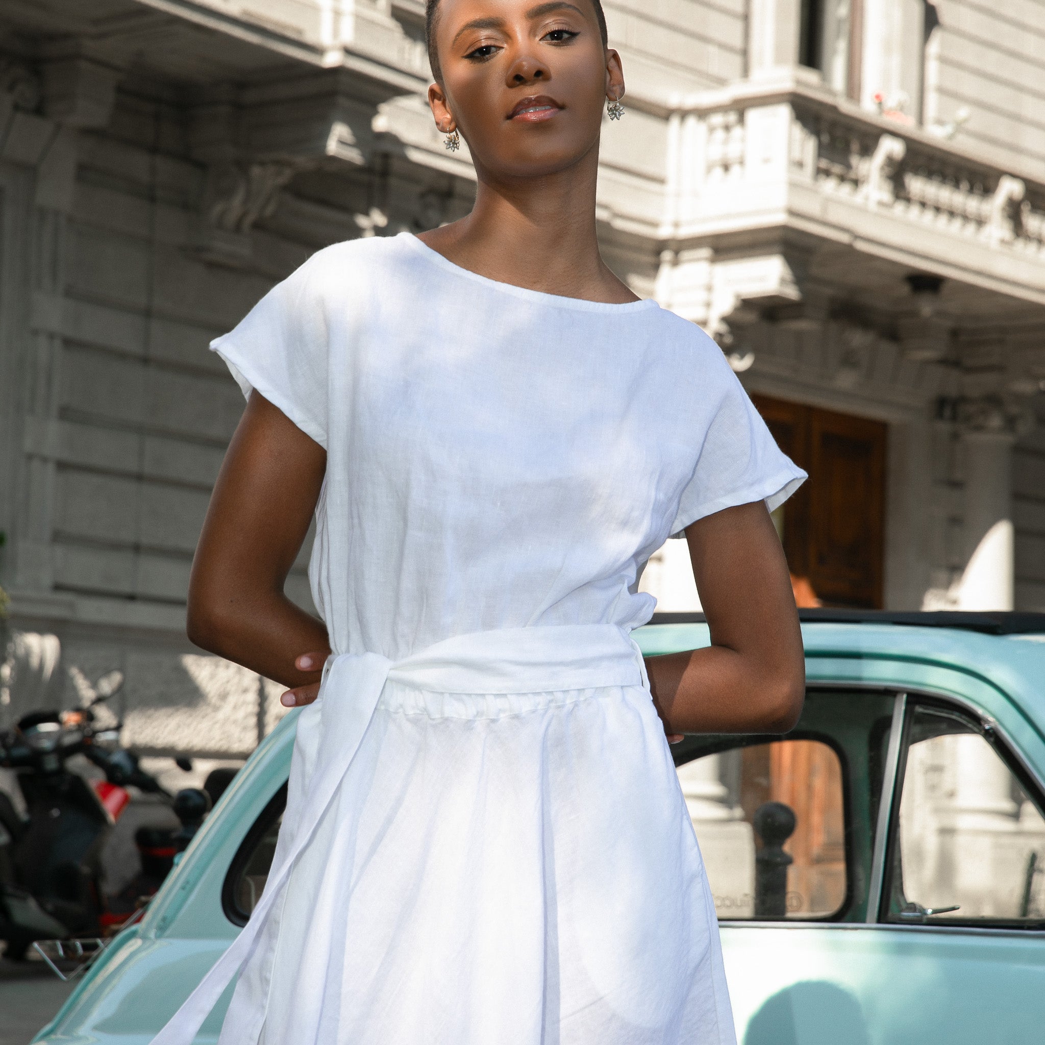 Maxi ADELAIDE linen dress in White