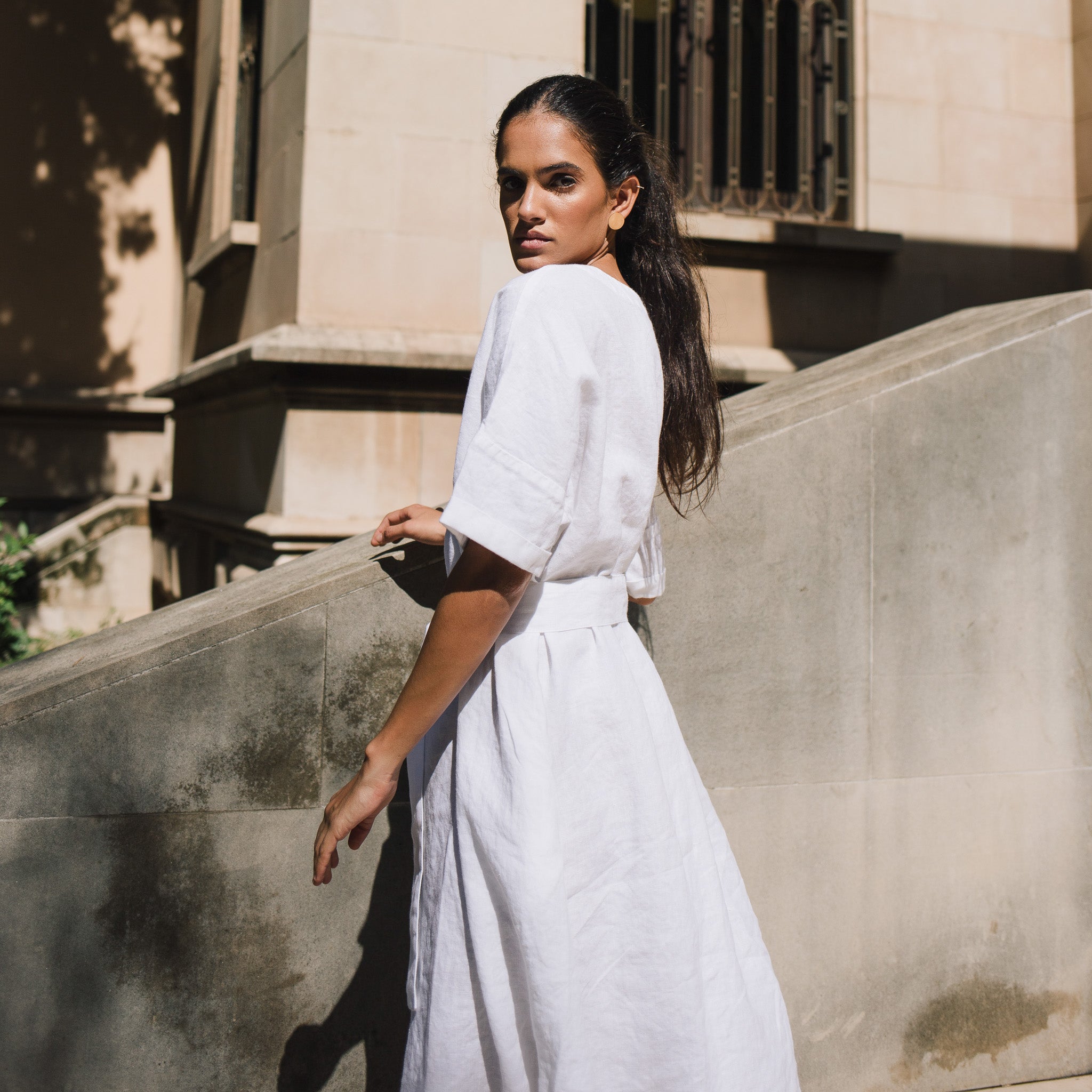 White linen dress outlet skirt