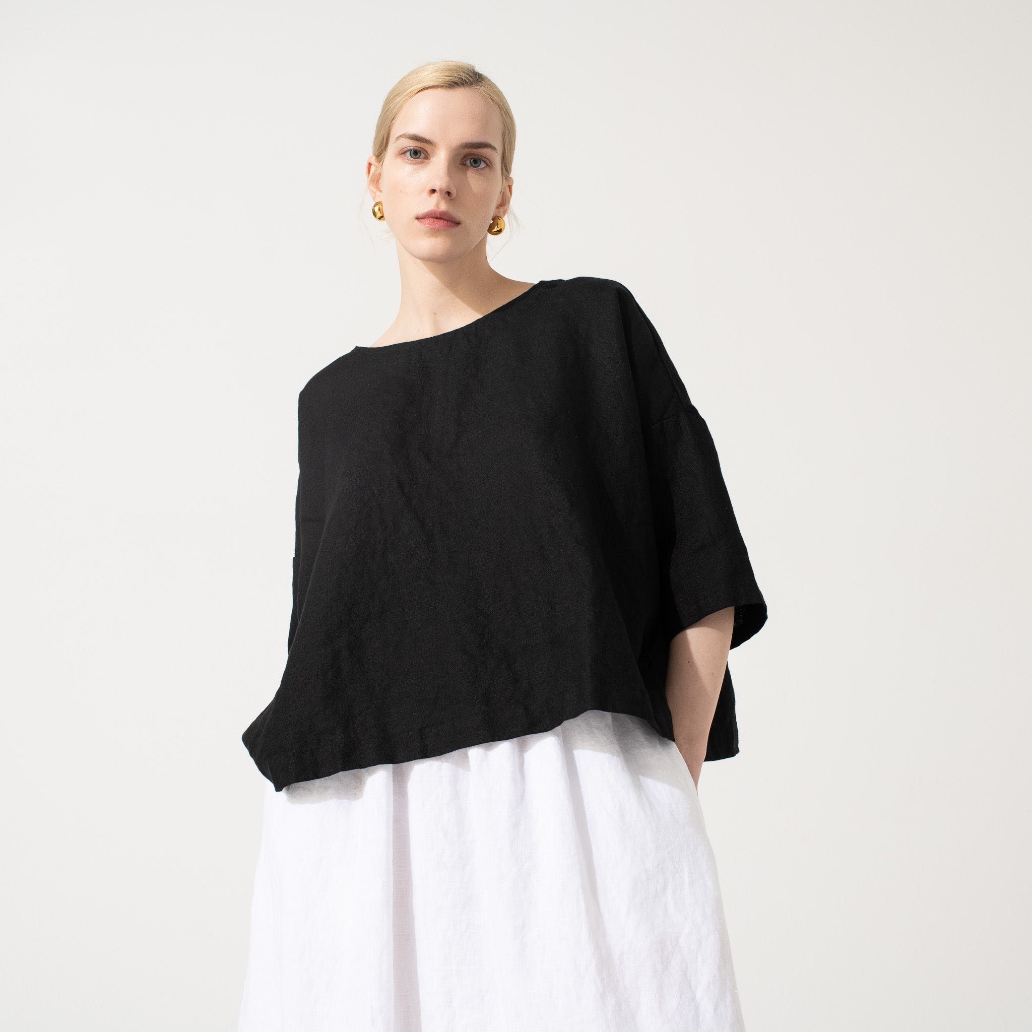 OLD LONDON oversized linen top in Black – 2isenough