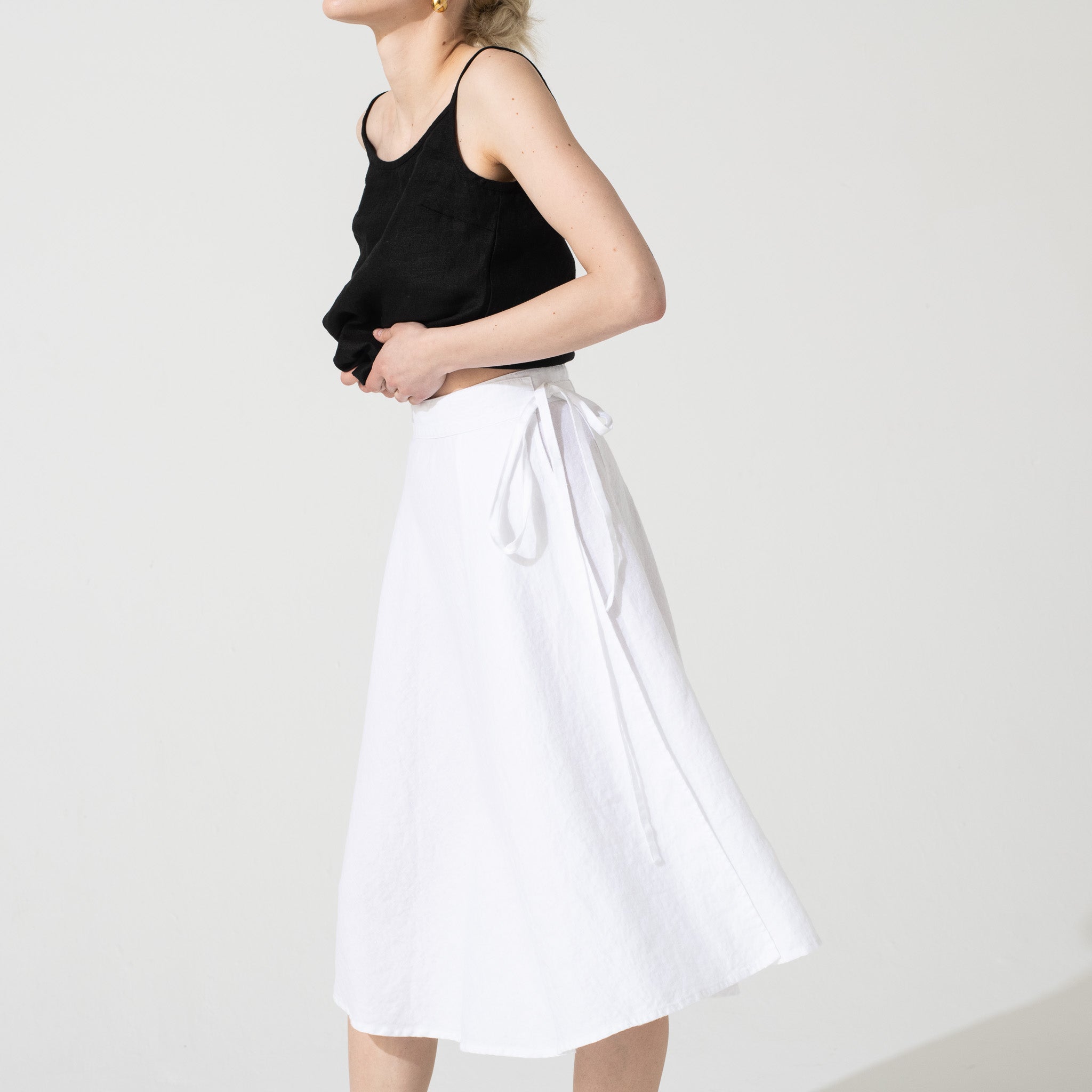 HESSEN wrap linen skirt in WHITE
