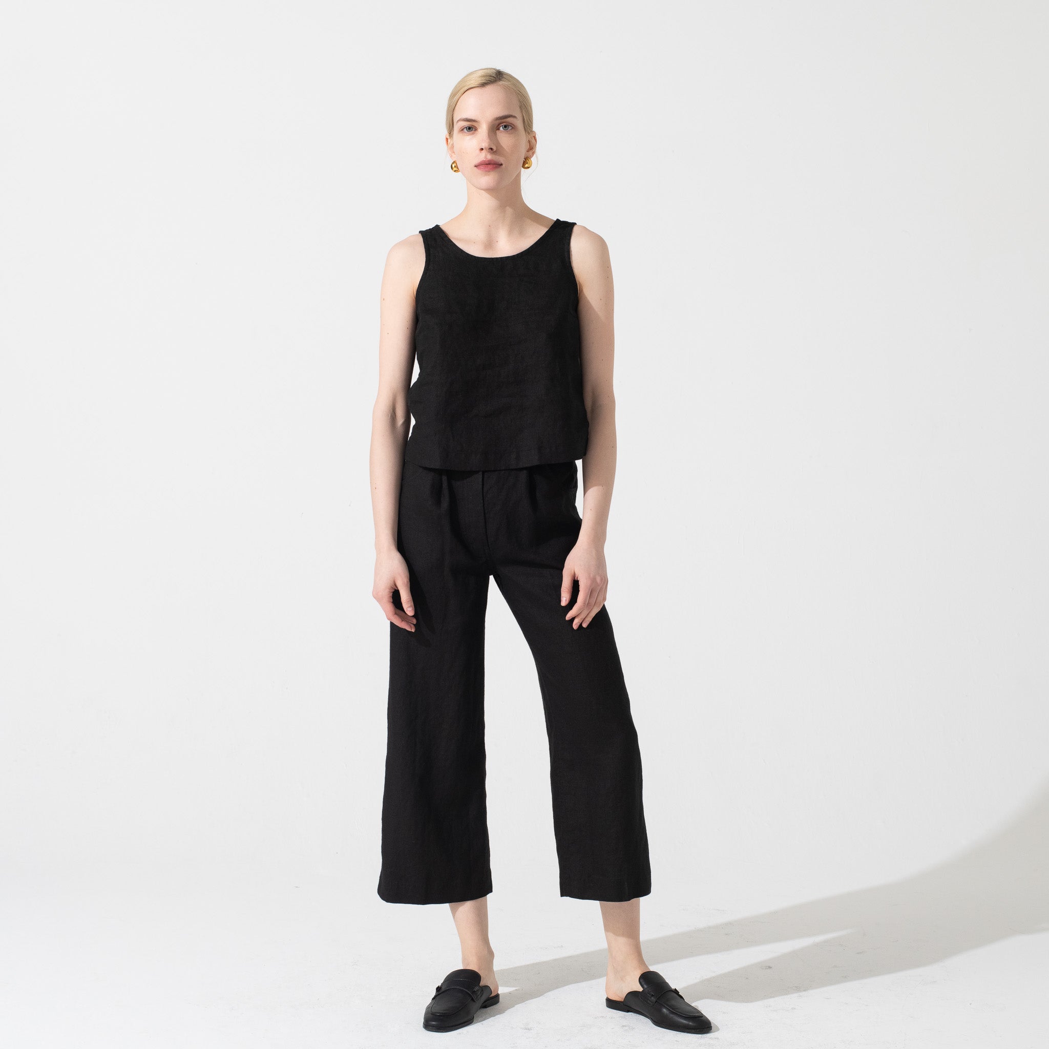 DAMME-2 straight cut linen pants in Black – 2isenough